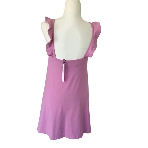 Susana Monaco Ruffle V Strap Dress Womens XS Pansy Pink Fit Flare Swing NWT - Picture 3 of 8